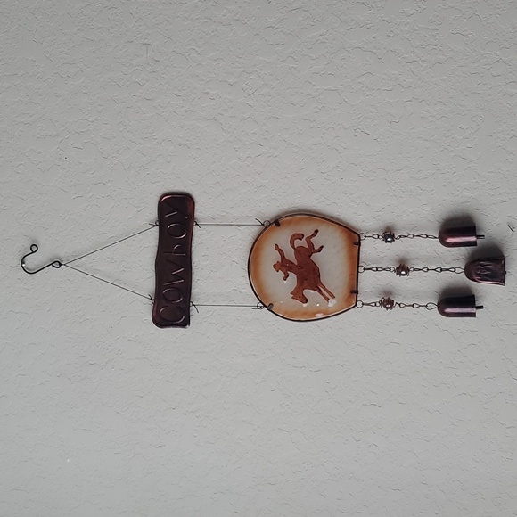 Metal/Glass Cowboy Rancher Wind Chime - Picture 2 of 5